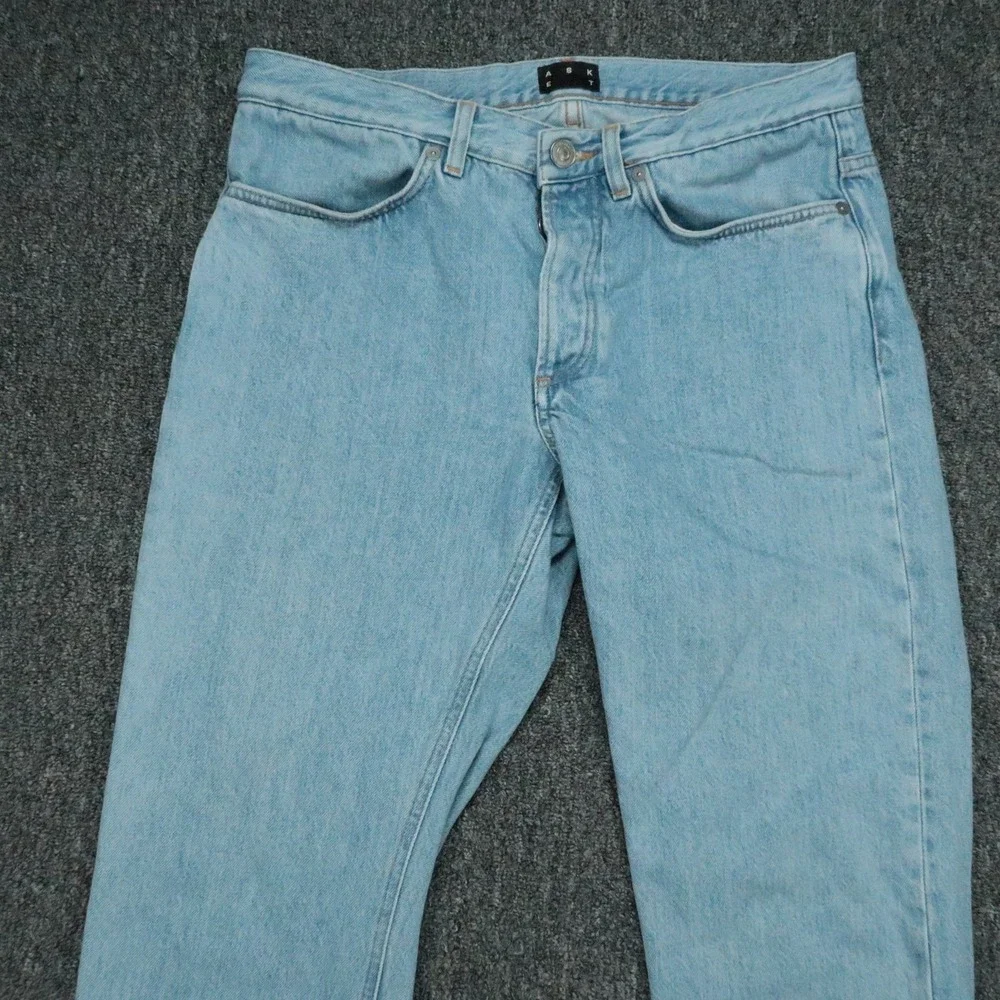 Asket Jeans Mens 31x30 Blue The Washed Denim Straight 5 Pocket Light